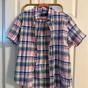 Ralph Lauren Men's Pink and Blue Checkered Shirt